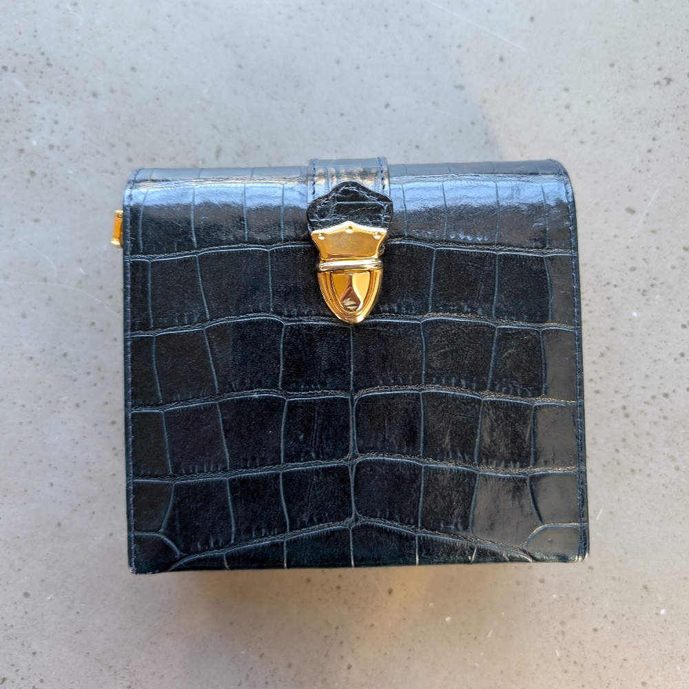 Vintage Croc-Embossed Box Bag
